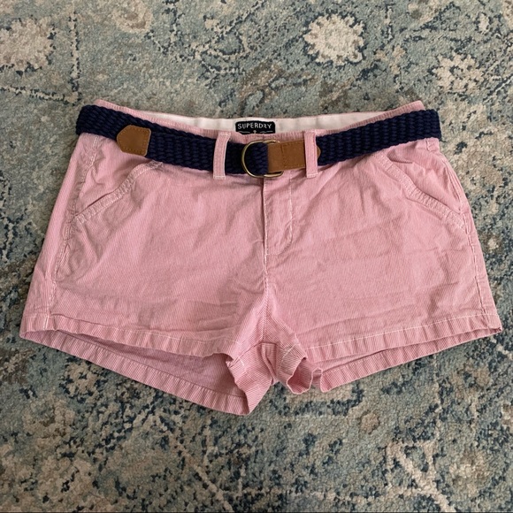 Superdry Pants - Superdry red white stripe shorts with belt